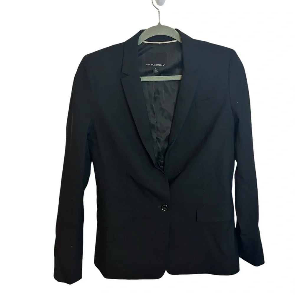 Banana Republic Black Wool Single Button Blazer